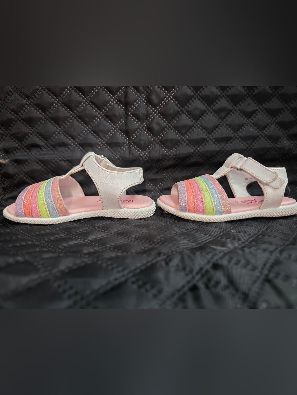 Rachel Shoes Girls' White Sandals with Rainbow Straps - Picture 7 of 11